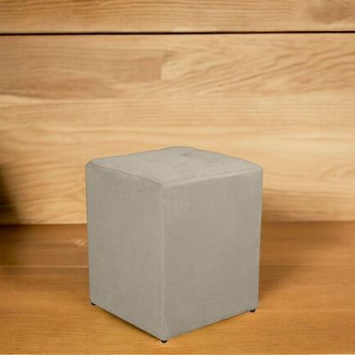Puff Quadrado Decorativo Suede Bege
