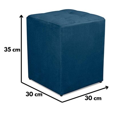 Puff Quadrado Decorativo Suede Azul Marinho