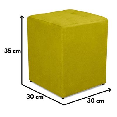 Puff Quadrado Decorativo Suede Amarelo