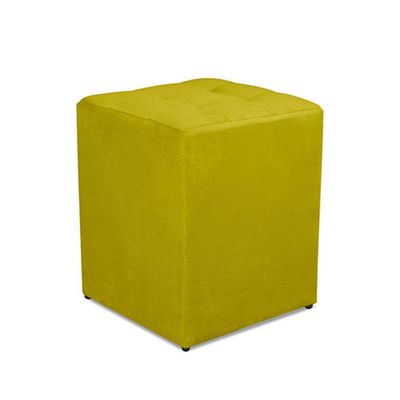 Puff Quadrado Decorativo Suede Amarelo