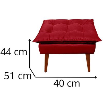 Puff Decorativo Opala Vermelho Pés Palito