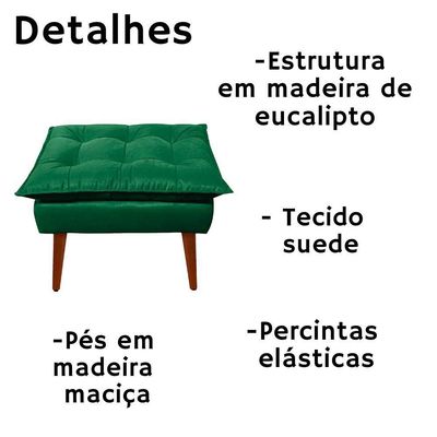 Puff Decorativo Opala Verde Pés Palito