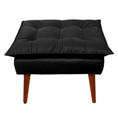 Puff Decorativo Opala Preto Pés Palito