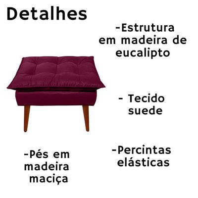 Puff Decorativo Opala Bordo Pés Palito