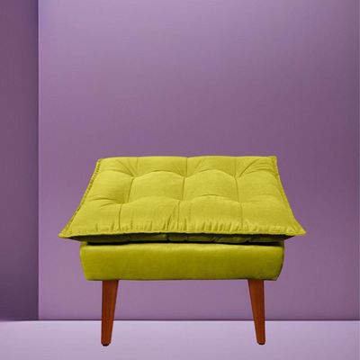Puff Decorativo Opala Amarelo Pés Palito