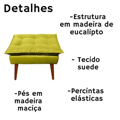 Puff Decorativo Opala Amarelo Pés Palito