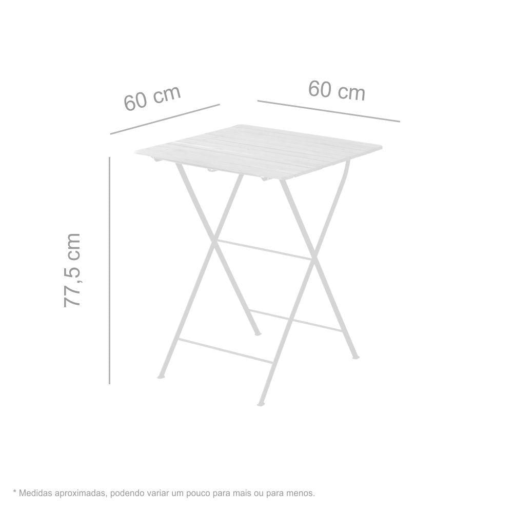 Mesa Dobrável 60x60 Cm Em Ferro E Madeira Envernizada Black