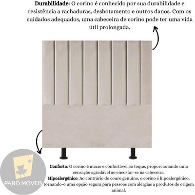 Cabeceira Estofada De Cama Casal Box 140 Cm Sophia Corino Cor:bege