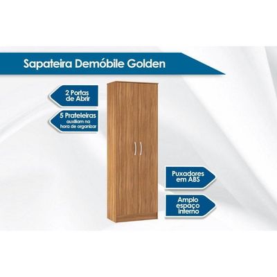 Armário Sapateira Solteiro Golden C/ 2 Portas Amêndola Touch - Demóbile