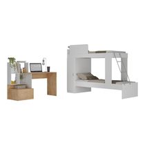 Conjunto Quarto Beliche Com Colchão/escrivaninha Multimóveis Mp4227 Branco/rustic Branco/rustic