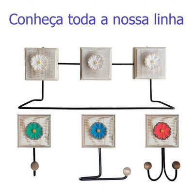 Kit Banheiro 3 Peças Toalheiro Cabideiro Porta Papel Papel Cor Azul