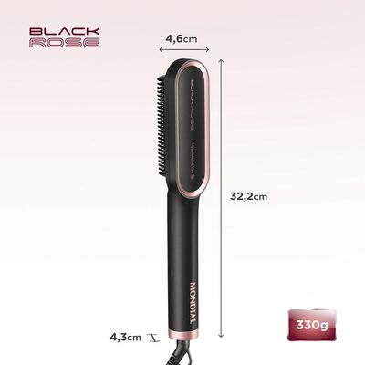 Escova Alisadora Black Rose Mondial Preto/rose EA-07 Bivolt