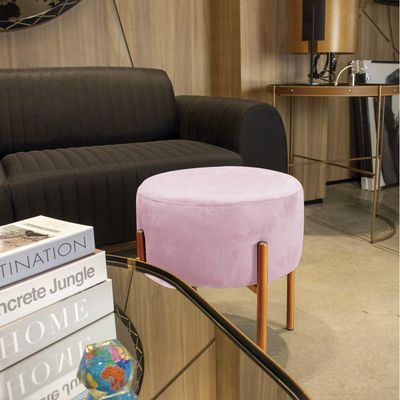 Kit 2 Puffs Iron Suede Cobre Rosa Bebê