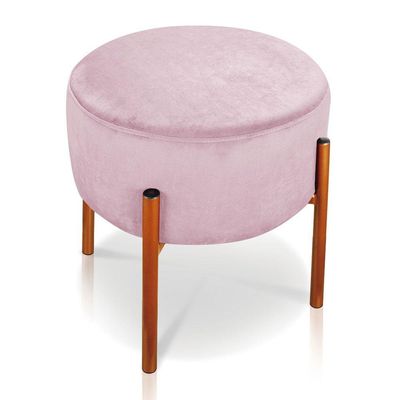 Kit 2 Puffs Iron Suede Cobre Rosa Bebê