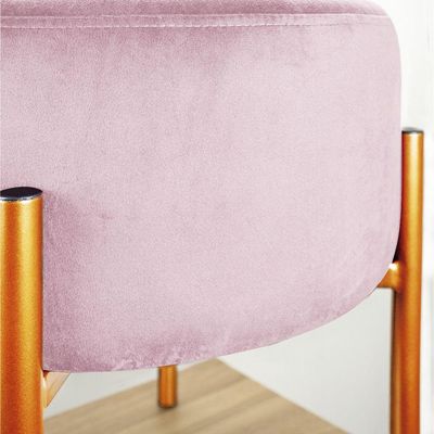 Kit 2 Puffs Iron Suede Cobre Rosa Bebê