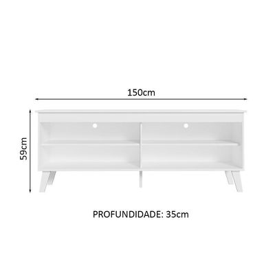 Rack Para Tv Até 65 Polegadas Com Pés Branco Turim Madesa Branco