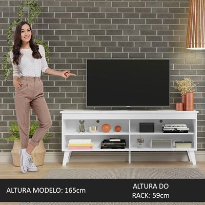 Rack Para Tv Até 65 Polegadas Com Pés Branco Turim Madesa Branco