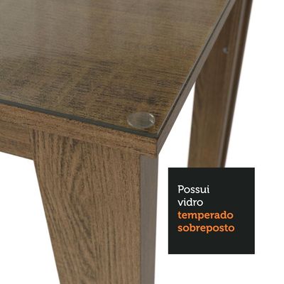 Mesa De Jantar Retangular Com Tampo De Vidro Rustic 5231 Madesa Rustic