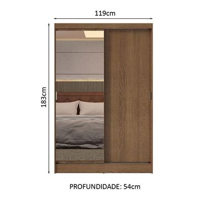 Guarda-roupa 2 Portas De Correr Com Espelho Rustic Max Madesa Rustic