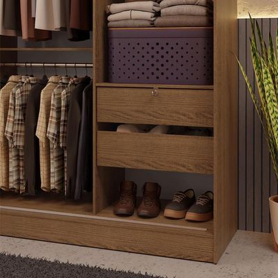 Guarda-roupa 2 Portas De Correr Com Espelho Rustic Max Madesa Rustic