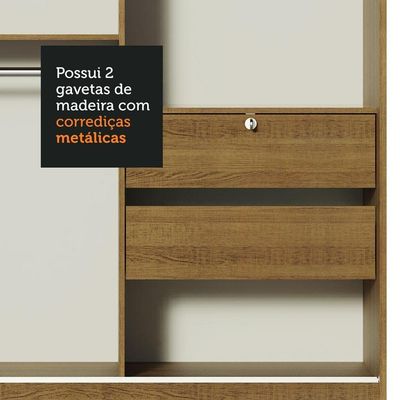 Guarda-roupa 2 Portas De Correr Com Espelho Rustic Max Madesa Rustic