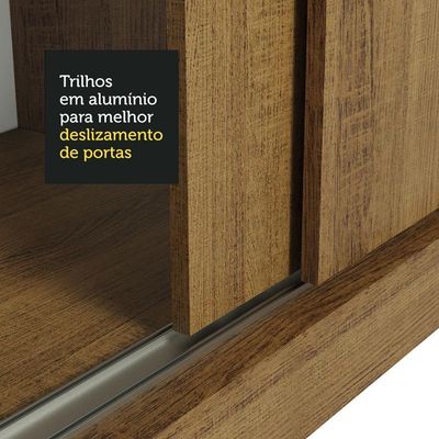 Guarda-roupa 2 Portas De Correr De Espelho Rustic Max Madesa Rustic