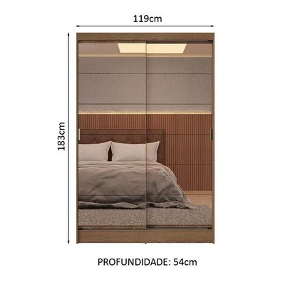 Guarda-roupa 2 Portas De Correr De Espelho Rustic Max Madesa Rustic