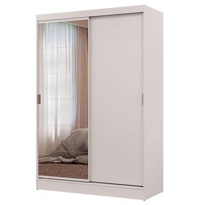 Guarda-roupa 2 Portas De Correr Com Espelho Branco Max Madesa Branco