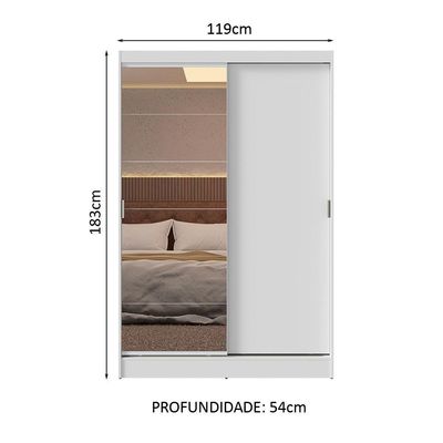 Guarda-roupa 2 Portas De Correr Com Espelho Branco Max Madesa Branco
