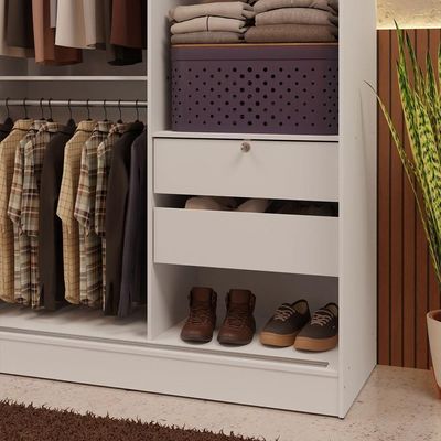 Guarda-roupa 2 Portas De Correr Com Espelho Branco Max Madesa Branco