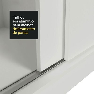 Guarda-roupa 2 Portas De Correr Com Espelho Branco Max Madesa Branco