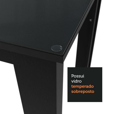 Conjunto Sala De Jantar Mesa Tampo De Vidro 4 Cadeiras Preto/rustic Kiara Madesa Preto/rustic