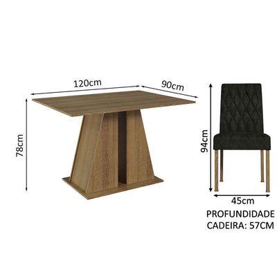 Conjunto Sala De Jantar Mesa Tampo De Madeira 4 Cadeiras Gisele Madesa Rustic/oxford