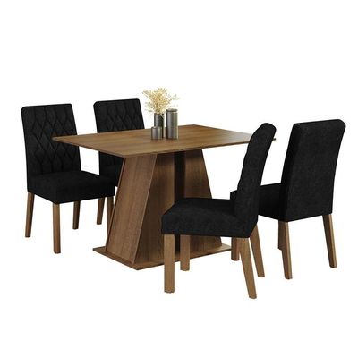 Conjunto Sala De Jantar Mesa Tampo De Madeira 4 Cadeiras Gisele Madesa Rustic/oxford