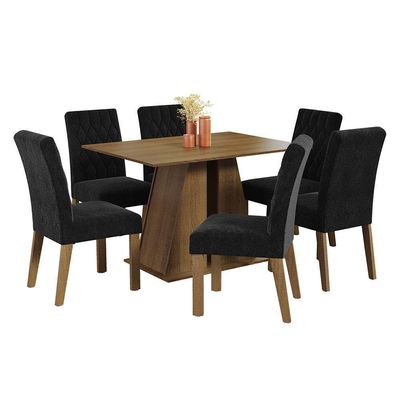 Conjunto Sala De Jantar Mesa Tampo De Madeira 6 Cadeiras Rustic-oxford Fabiana Madesa Rustic-oxford