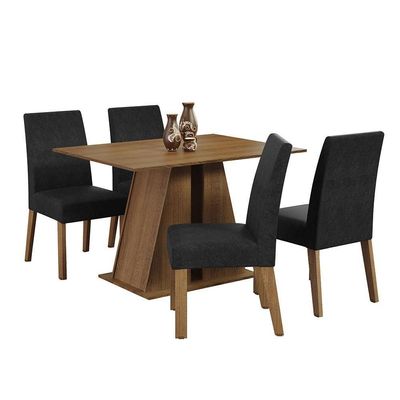 Conjunto Sala De Jantar Mesa Tampo De Madeira 4 Cadeiras Agnes Madesa Rustic/oxford