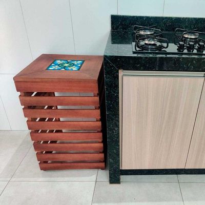 Porta Botijão De Gás Móvel Aparador Para Cozinha C- Ladrilho