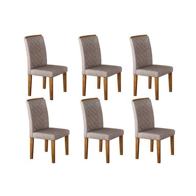 Conjunto: Mesa Sala Jantar Jade Kit 6 Un Imbuia-animale Chocolate - Rufato