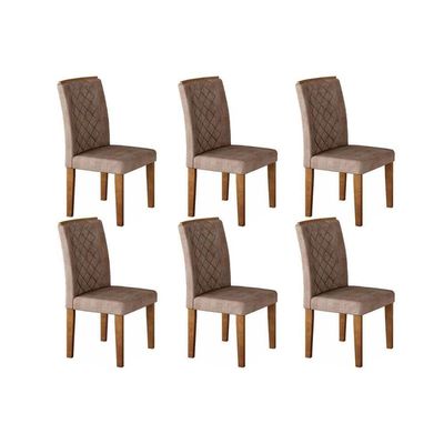 Conjunto: Mesa Sala Jantar Jade Kit 6 Un Imbuia-animale Chocolate - Rufato