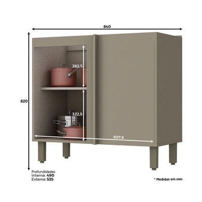 Balcão Henn 1 Porta Sem Tampo Connect C68 Duna/Cristal