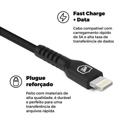 Cabo Dual Shock Preto Lightning (2 metros) - Gshield
