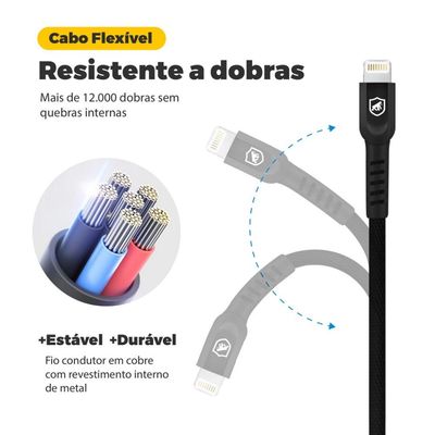 Cabo Dual Shock Preto Lightning (2 metros) - Gshield