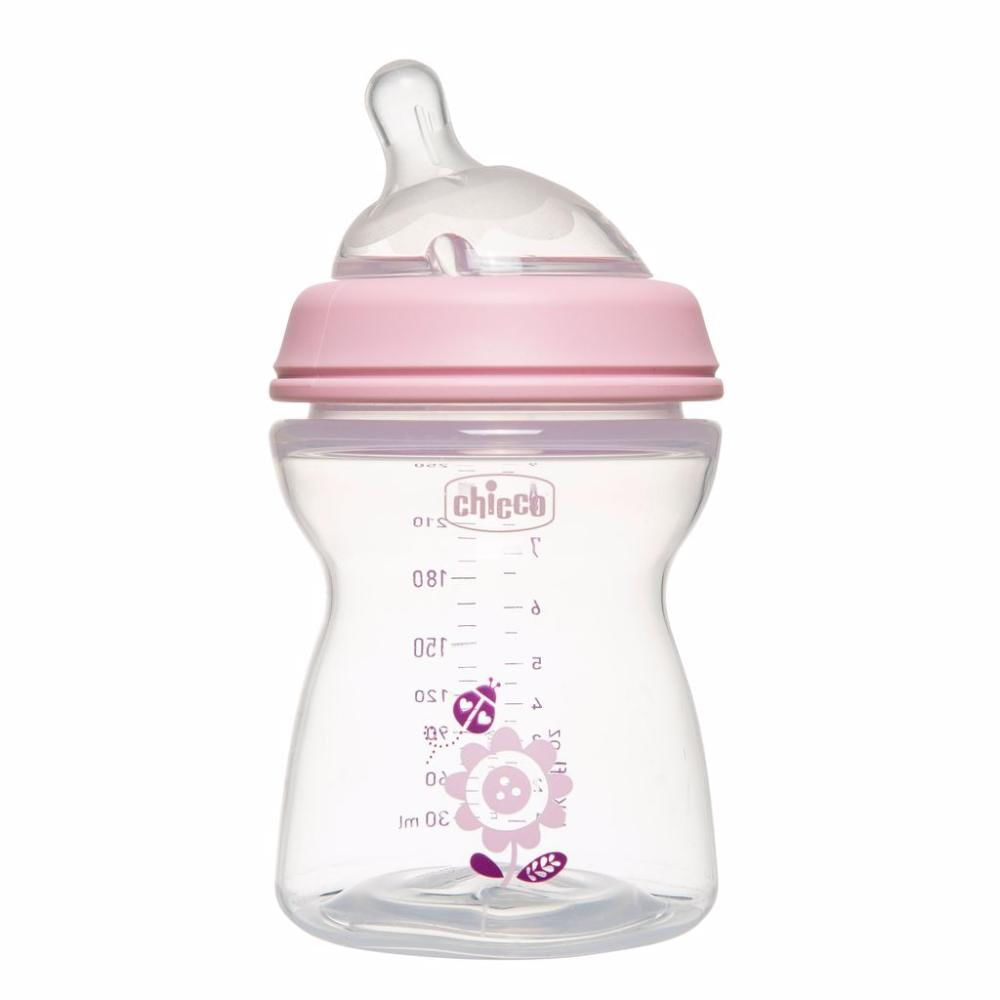 Mamadeira Step Up 2M+ 250ML Fluxo Médio Chicco Rosa