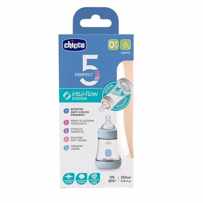 Mamadeira Perfect 5 150ML Fluxo Inicial Chicco Azul