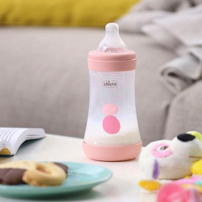 Mamadeira Perfect 5 240ML Fluxo Médio Chicco Rosa