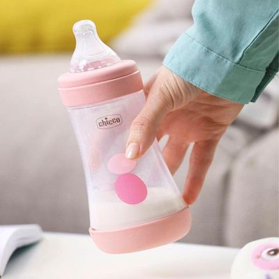 Mamadeira Perfect 5 240ML Fluxo Médio Chicco Rosa