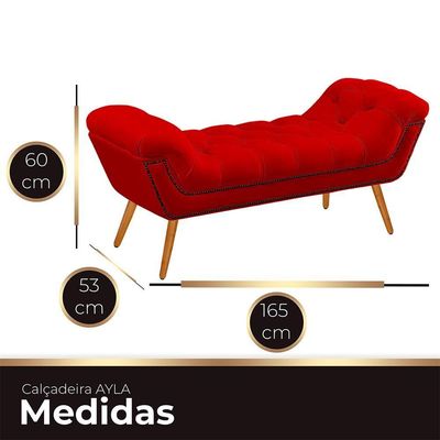 Recamier Estofada Casal Queen Ayla Veludo Cor Vermelho