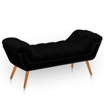 Recamier Estofada Casal Queen Ayla Veludo Cor Preto