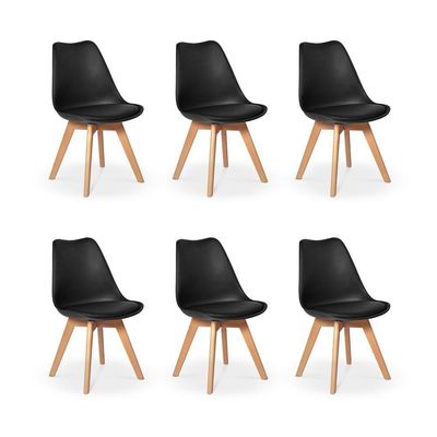 Conjunto 06 Cadeiras Eames Wood Leda Design Preta