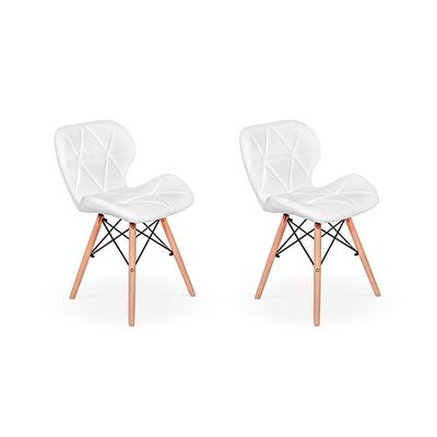 Conjunto 02 Cadeiras Charles Eames Eiffel Slim Wood Branca